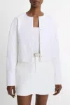 Vince Italian Cotton Collarless Jacket In Optic White In White