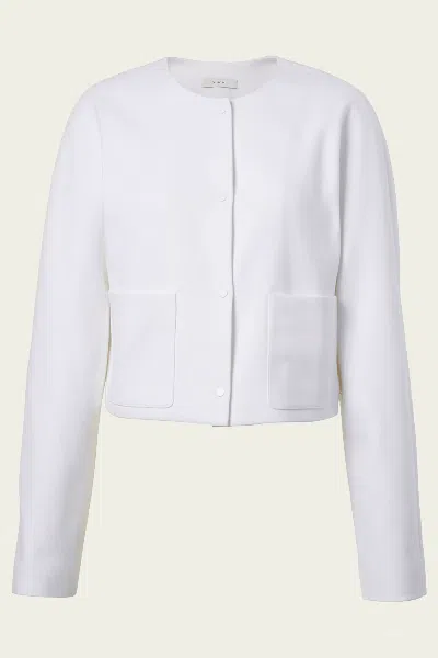 Vince Italian Cotton Collarless Jacket In Optic White (copy)