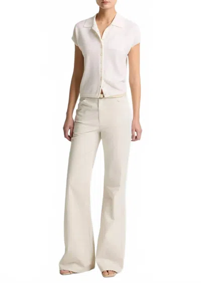 Vince Italian Stretch Cotton Flare Pants In Horchata In White