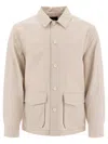 Vince Beige Linen Overshirt With Classic Collar In Neutral