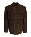Vince Collared Flap Pockets Long Sleeves Jacket In Brown