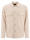 Vince Beige Linen Overshirt With Classic Collar In Neutral