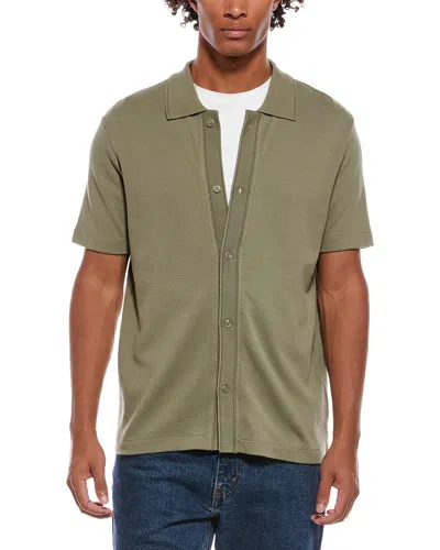 Vince Jacquard Knit Button Shirt In Green