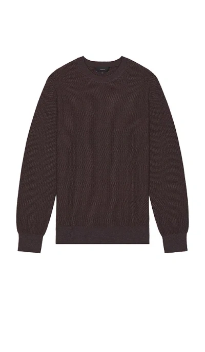 Vince Jacquard Long Sleeve Crewneck Sweater In Brown