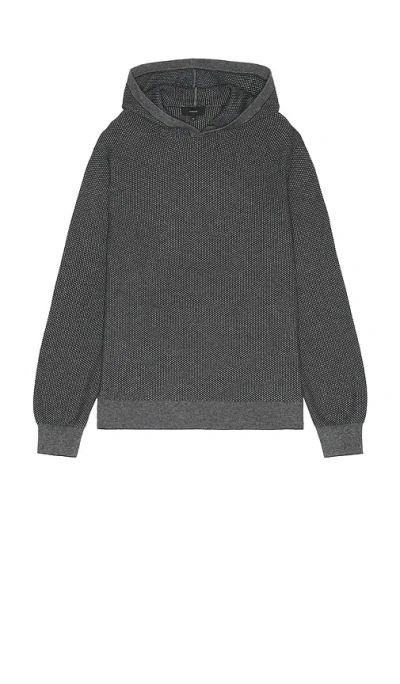 Vince Jacquard Long Sleeve Hoodie In Black