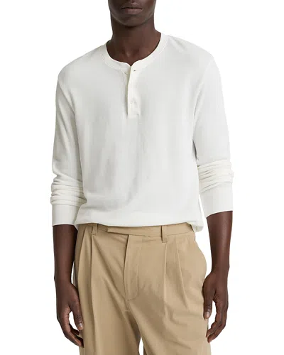 Vince Jacquard Rib Long Sleeve Henley In White