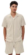 Vince Jacquard Stripe Button Down Terrapin Combo In Neutral