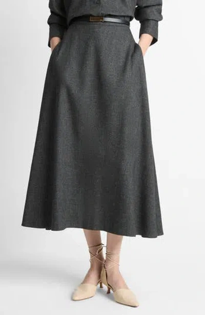 Vince Jaspe Midi A-line Skirt In Medium Heather Grey