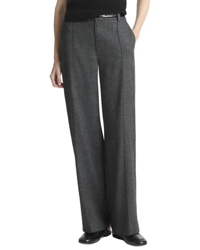 Vince Jasper High Waisted Pintuck Linen & Wool-blend Wide Leg Pant In Gray