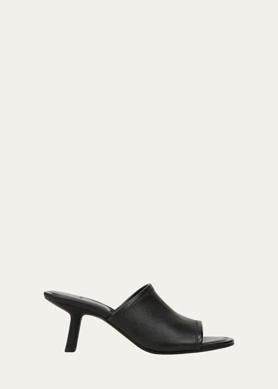 Vince Palmar Leather Kitten-heel Mule Sandals In Black