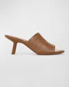 Vince Joan Glove Leather Slide Sandals In Peanut Brown Leather