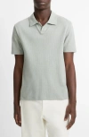 Vince Johnny Collar Houndstooth Cotton Polo In Broad Leaf/optic White