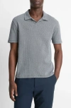Vince Johnny Collar Houndstooth Cotton Polo In Coastal/optic White