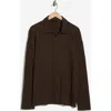 Vince Johnny Collar Long Sleeve Knit Top In Brown