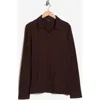 Vince Johnny Collar Long Sleeve Knit Top In Burgundy