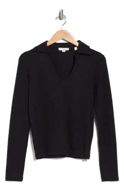 Vince Johnny Collar Polo In Black