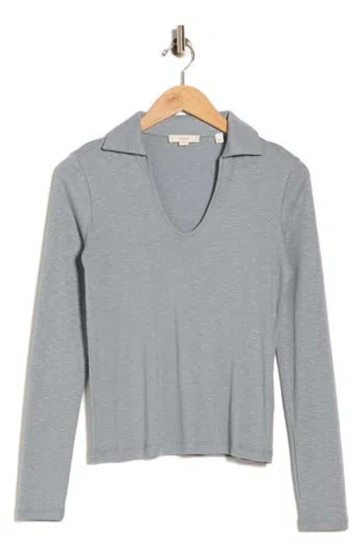 Vince Johnny Collar Polo In Gray