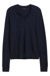 Vince Collared V Neck Regular Fit Merino Wool Sweater In Coastal