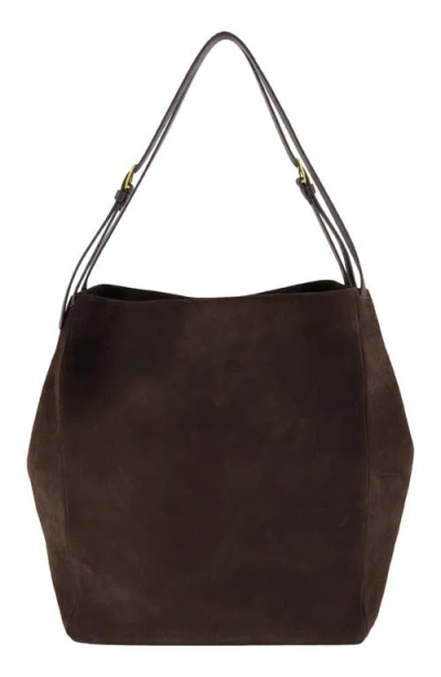 Vince Josie Large Suede Tote In Brown