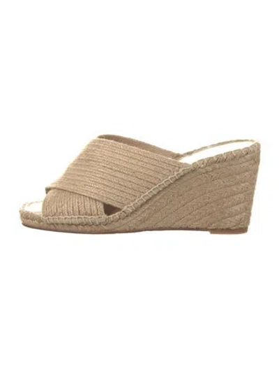 Pre-owned Vince Jute Whipstitch Trim Mules In Neutral