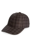 Vince Kirkby Plaid Wool Blend Baseball Cap In Brown