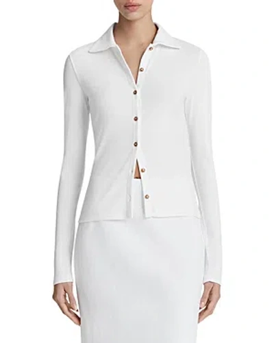 Vince Knit Button Front Shirt In Optic White