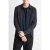 Vince Solid Button Front Knit Shirt In Blue