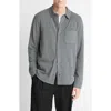 Vince Solid Button Front Knit Shirt In Gray
