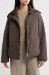 Vince Knit Collar Down Jacket In Brown