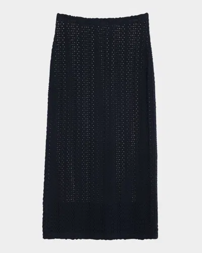 Vince Knit Midi Skirt In Blue