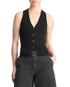 Vince Button V-neck Tank Top In Black In Black