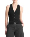 Vince Rib Button-up Cotton Sweater Vest In Black