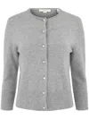 Vince Pearl-button Wool-blend Cardigan In Heather Mid Grey In Grey