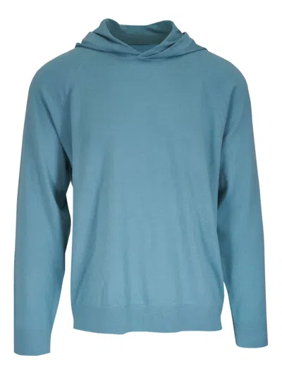 Vince Knitted Hoodie In Blue