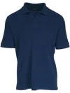 Vince Textured Cotton Polo In Blue