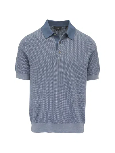 Vince Knitted Polo Shirt In Blue