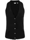 Vince Button V-neck Tank Top In Black In Black