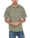 Vince Knotted Leaves Classic Fit Linen-blend Shirt In Green