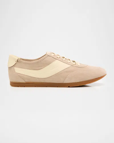Vince La Runner Suede And Leather Runner Sneakers In Neutral