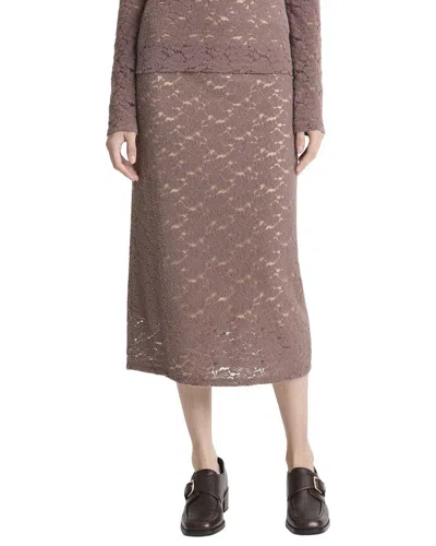 Vince Lace Midi Skirt In Brown
