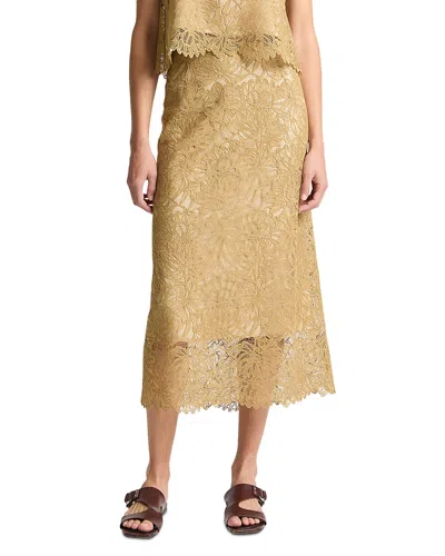 Vince Lace Midi Slip Skirt In Gold