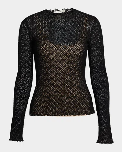 VINCE LACE MOCK-NECK TOP