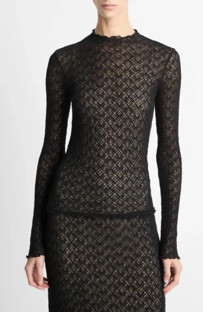 VINCE VINCE LACE MOCK NECK TOP