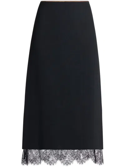 Vince Lace Paneled Straight Skirt In Black