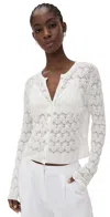 Vince Lace Stitch Cardigan Optic White