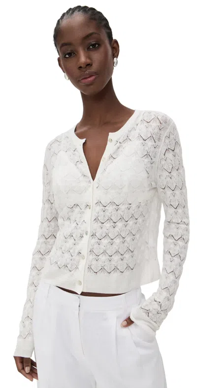 Vince Lace Stitch Cardigan Optic White
