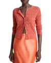 Vince Lace Stitch Cardigan Sweater In Orange