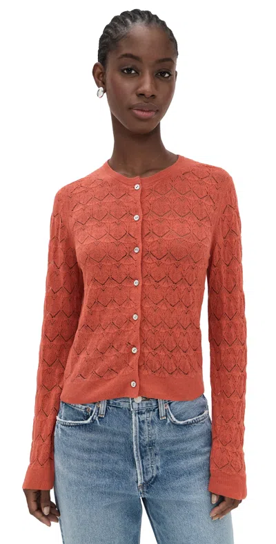 Vince Lace Stitch Cardigan Terra