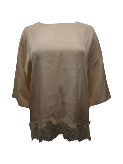 Pre-owned Vince Lace-trim Blouse In Neutral