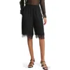 Vince Lace Trim Chiffon Shorts In Black